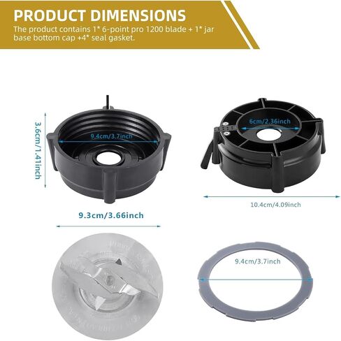 Blender Blade Replacement for Oster Pro 1200, Includes 6-Prong Stainless Steel Cutter Blade(164160), Jar Base Cap & 4 silicone Sealing Gaskets(182341-000-842) - Part #164160 in Saudi Arabia