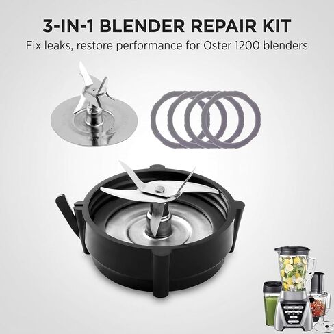 Blender Blade Replacement for Oster Pro 1200, Includes 6-Prong Stainless Steel Cutter Blade(164160), Jar Base Cap & 4 silicone Sealing Gaskets(182341-000-842) - Part #164160 in Saudi Arabia