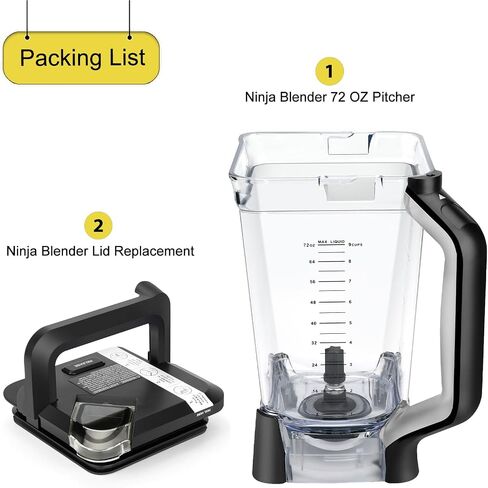 Replacement Parts Compatible with Ninja Blender - 72oz Pitcher with Locking Lid, Vaso de Licuadora Ninja Blenders Cups Compatible with BL660 BL770 BL771 BL773 BL740 BL780 ect. (BL660 BL770 series) | Vaso de Licuadora Ninja Blenders Cups Compatible with BL in Saudi Arabia
