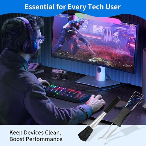 6PCS Keyboard Cleaning Kit with Keycap Puller & Switch Puller, Mini Anti-Static Dust Brush for Computer Motherboard Camera Small Space, Stainless Steel Key Remover for Mechanical Keyboard in Saudi Arabia