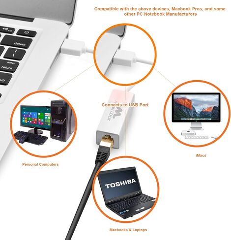 USB Ethernet LAN Network Adapter Compatible with Laptops and All USB 2.0 Compatible Computers Including Windows 7 to 11 Vista Mac OS X and macOS - by Mobi Lock in Saudi Arabia
