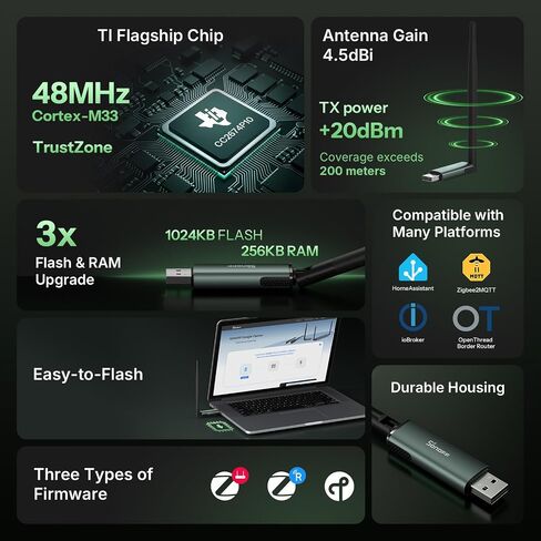 SONOFF Zigbee USB Dongle Plus CC2674P10(Dongle-PP10) | Zigbee Gateway & Thread Border Router with TI CC2674P10 Chip, Multi-Protocol Open Source ZHA in Home Assistant & Zigbee2MQTT in Saudi Arabia