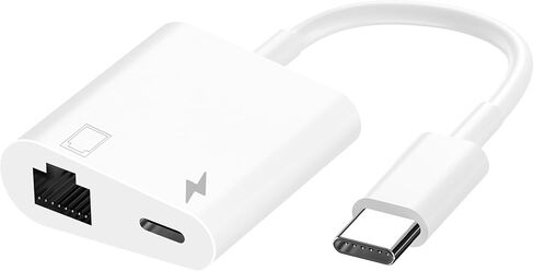 MFi Certified 2 in 1 USB C to RJ45 Ethernet LAN Network Adapter with 60W USB Type C Charge Port Compatible with iPhone 16/15 Tablet/Laptop and USB C Devices,Supports 10/100Mbps in Saudi Arabia