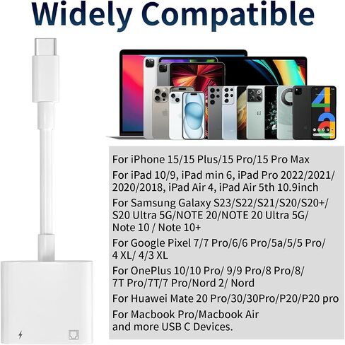 MFi Certified 2 in 1 USB C to RJ45 Ethernet LAN Network Adapter with 60W USB Type C Charge Port Compatible with iPhone 16/15 Tablet/Laptop and USB C Devices,Supports 10/100Mbps in Saudi Arabia