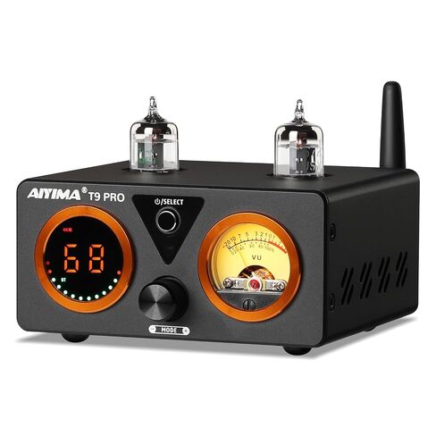 AIYIMA T9PRO 200W 2.1 Channel TPA3250 Tube Bluetooth DAC Stereo Amplifier | HiFi Class D Amp with ES9018K2M,QCC3040 aptX,VU Meter&Digital Display,Remote Control,Treble/Bass,AUX Output,for Home Speakers in Saudi Arabia