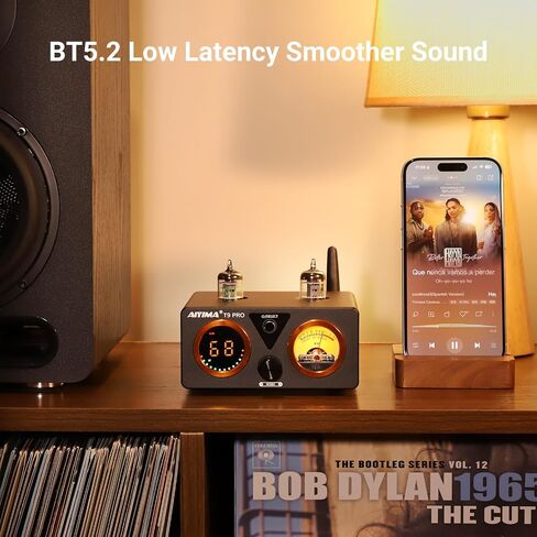 AIYIMA T9PRO 200W 2.1 Channel TPA3250 Tube Bluetooth DAC Stereo Amplifier | HiFi Class D Amp with ES9018K2M,QCC3040 aptX,VU Meter&Digital Display,Remote Control,Treble/Bass,AUX Output,for Home Speakers in Saudi Arabia
