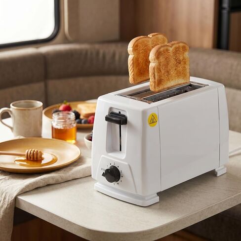 RV Toaster, Compact 2-Slice for Camper Motorhome Travel Trailer, Low Wattage Electric with 6 Browning Settings, Small Breakfast Maker Perfect for RV Kitchen Countertop Space in Saudi Arabia