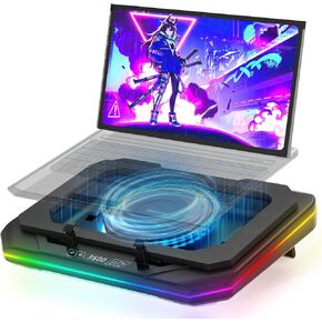 OImaster Gaming Laptop Cooling Pad with Powerful Turbofan (3500 RPM) RGB 12"-19" Laptop Cooler Stand 3 USB HUB Ergonomics Adjustable 2 Height for Office Notebook Laptop (Black-6558) in Saudi Arabia