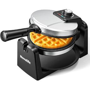 Waffle Maker, Rotating Belgian Waffle Maker, 180° Flip Waffle Iron, Non-Stick Plate, Adjustable Browning Control, Foldable Cool Touch Handle, Removable Drip Tray, Space Saving Storage, Stainless Steel in Saudi Arabia
