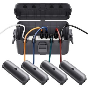 [5 Piece] RESTMO Outdoor Electrical Box Set（1 x Extra Large + 4 x Small） | IP54 Waterproof Extension Cord Cover for Power Strip, Outlet, Plug, Socket, Timer, Extension Cables, Holiday Light, Black in Kuwait