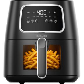 Kitchen Elite 5.5 Qt. Digital Air Fryer, Countertop Cooker with LED Screen, Presets for Air Fry, Roast, Dehydrate, Defrost and Reheat, Grey in Saudi Arabia
