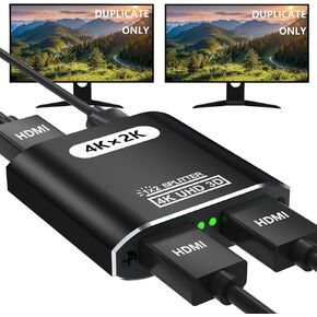 HDMI Splitter 1 in 2 Out, 4K HDMI Splitter for Dual Monitors Supports 3D Full HD 1080P Aluminum Dual Monitor Compatible for PS4 Fire Stick HDTV(1 Source to 2 Displays) in Kuwait
