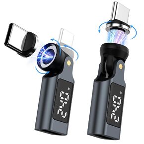 محول USB-C مغناطيسي بقدرة 240 وات، شاشة عرض طاقة LED، موصل 9 سنون | دوران 360 درجة وتصميم قابل للطي 180 درجة، محول مغناطيسي بزاوية يمنى 90 درجة لأجهزة ماك بوك وآيفون 15/16/17 وسامسونج والكمبيوتر المحمول والكمبيوتر اللوحي in Kuwait