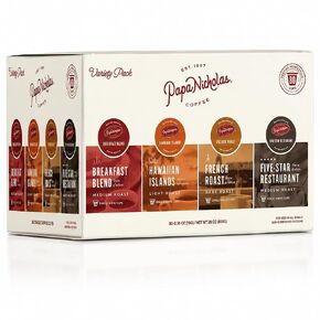 Papanicholas Coffee Variety Regular Pack Single Serve Cups, Breakfast Blend, Hawaiian Islands, French Roast and Five Star Restaurant, 100% Arabica, Compatible with Keurig K-Cup Brewers, 80 Count in Saudi Arabia