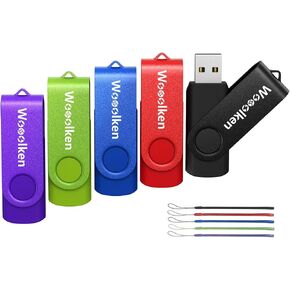 2GB Flash Drive 2 Pack, Wooolken USB 2.0 Thumb Drives Memory Stick | USB Stick Swivel Design with LED Light and Lanyards for Data Storage Backup in Kuwait
