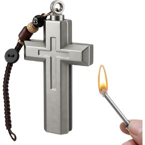 SOMGEM Cross Permanent Match Waterproof Metal Keychain Lighter | Permanent Match, Waterproof Design, Metal Construction, Lanyard Attachment in Saudi Arabia