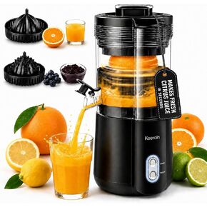 Keerain Electric Citrus Juicer with 2 Cones, Automatic Orange Juicer Machine, One-Touch Operation, High Juice Yield, Easy to Clean, Compact Juicer for Orange, Lemon, Grapefruit, Watermelon & More | Automatic Orange Juicer Machine, One-Touch Operation, Hig in Saudi Arabia