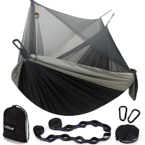 Sunyear Hammock Camping with Net/Netting, Portable Camping Hammock Double Tree Hammock Outdoor Indoor Backpacking Travel & Survival, 2 Tree Straps (16+1 Loops Each, 20Ft Total) in Saudi Arabia