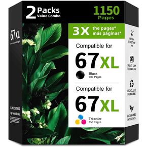 67XL Ink Cartridge Black Color Combo 2 Pack Replacement for HP 67 HP67 XL in Saudi Arabia