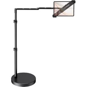 elitehood Adjustable Tablet Floor Stand, Aluminum iPad Stand for Bed | 24in Long Arm, 14lb Heavy Weighted Base iPad Holder for Bed Recliner Sofa, Fits iPad Pro Air 13/12.9 Mini & 4.7-13in Tablets in Kuwait