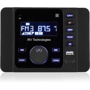 iRV37 Wireless RV Radio Car Stereo with Bluetooth, Supports HDMI in&Out, ARC, APP, Digital Stereo Sound, A&FM,Clock,NFC,USB 5V Charging,2 Zones Wall Mount Car Audio Receiver in Saudi Arabia