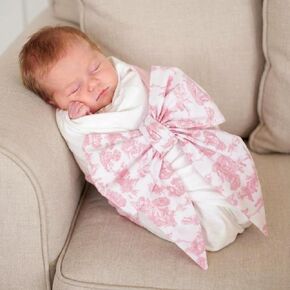 Pink Newborn Swaddle Bowknot Toile De Jouy Sash Soft Cotton Decorative Bowknot Strap for Baby Swaddles Adorable Maternity Photography Photo Prop Sash, 70 x 5.5 Inch in Kuwait