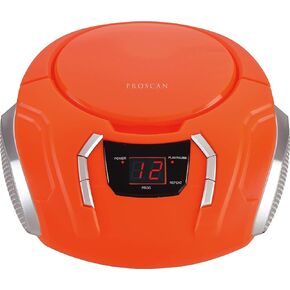 Portable CD Player Boombox with AM/FM Radio + Built in Speakers + Aux Input to Phone/Headphones/Any Audio - CD Players for Home Using AC Adapter or C Batteries (Orange) in Saudi Arabia