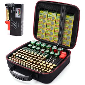 Glamgen Battery case organizer with Tester (BT168), Battery Storage case Holds 126 Batteries Various Sizes AAA AA C D 9V Lithium 3V, Batteries Holder Organizer in Kuwait