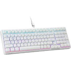 HUO JI E-Yooso Creamy Mechanical Keyboard Wired, RGB Backlit, White | Hot Swappable, Pre-lubed Linear Switches, Gasket Structure, Sound Dampening Foam, 99 Keys Custom Gaming Keyboard for PC/Mac in Saudi Arabia