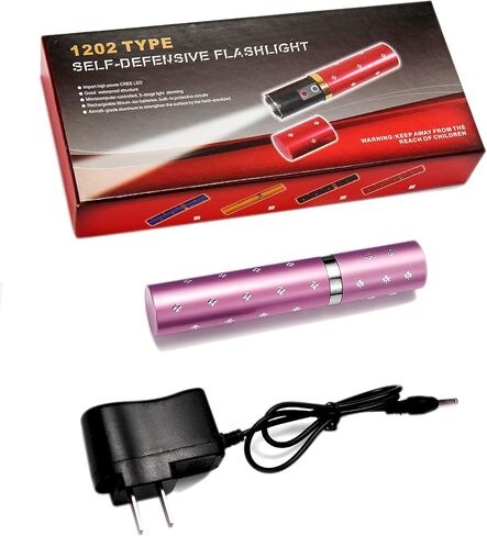 Lipstick Stun Gun for Women, self Defense Flashlight Stun Guns with Safety Disable Pin.Wall Charger Included in Saudi Arabia