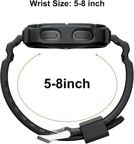 Band Case for Samsung Galaxy Watch 9 (2026) Watch 8 40mm Strap Black | Soft TPE Rugged Protective Replacement with HD Anti-Fog Tempered Glass Scratch-resistant Shockproof in Saudi Arabia