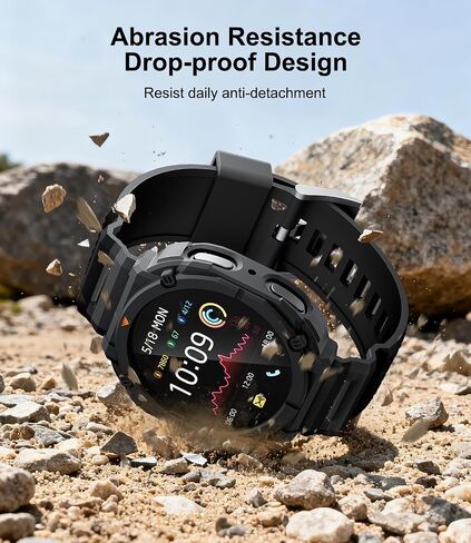 Band Case for Samsung Galaxy Watch 9 (2026) Watch 8 40mm Strap Black | Soft TPE Rugged Protective Replacement with HD Anti-Fog Tempered Glass Scratch-resistant Shockproof in Saudi Arabia