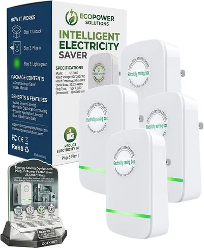 Energy Saving Device 2026 Plug-in Power Factor Saver Us Smart Plug | Electricity Saving Box for Home & Office 90v-250v 30kw Energy Saver Plug to Reduce Electricity Bill in Kuwait