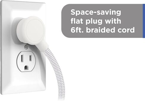 GE Surge Protector Power Strip with USB Ports, 6 Ft Braided Extension Cord | 2100 Joules, 12 Outlet Extender, 2 USB-A, 1 USB-C, Flat Plug, Charging Station, ETL Safety Certified, White, 84214 in Kuwait