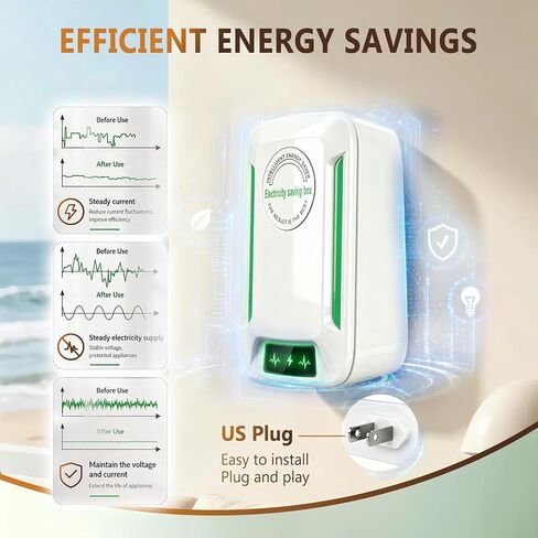 3.0 New Upgraded Stop watt, Power Saver for Home and Office 6 Pack | Smart chip Delivers Stable Electric Current and Lower Energy Consumption Equipped with US Standard Plug Voltage Range 90–250V in Kuwait