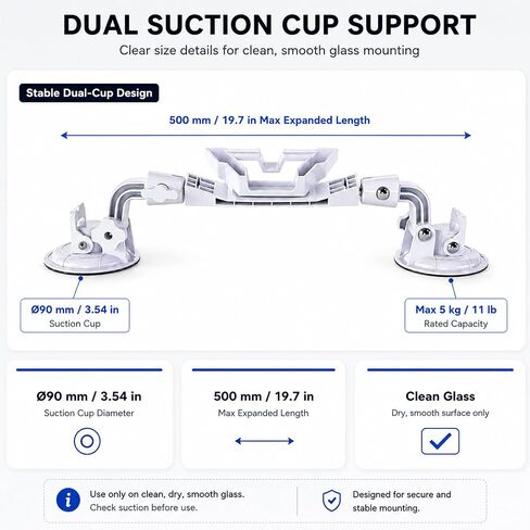 for Starlink Mini: Suction Cup Window Mount, Dual 3.5-Inch Cups | Dedicated lock; multi-joint arm holds position, folds flat for travel. in Saudi Arabia
