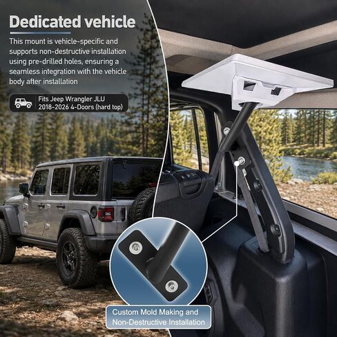 Mount for Starlink Mini Fits Jeep Wrangler JLU 2018-2026 4-Door (Hardtop) | Easy Non-Destructive Installation, Only Compatible with Starlink Mini Versions, Designed Specifically for Off-Road Use in Kuwait