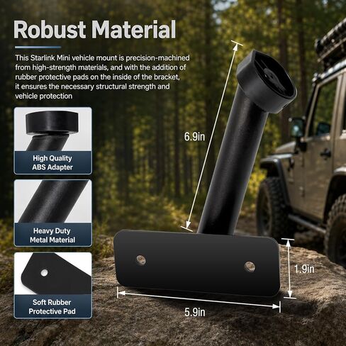 Mount for Starlink Mini Fits Jeep Wrangler JLU 2018-2026 4-Door (Hardtop) | Easy Non-Destructive Installation, Only Compatible with Starlink Mini Versions, Designed Specifically for Off-Road Use in Kuwait