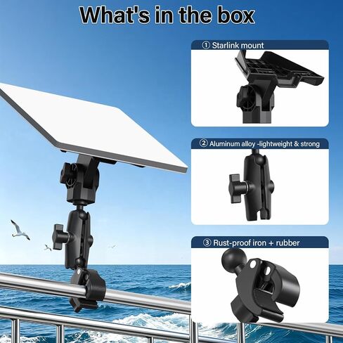 Starlink Mini Mount-360° Adjustable Pipe Clamp Mount for Starlink Mini Dish,Pole Mount Adapter for Round Tubes 0.6-1.4in Diameter,Rust-Proof Starlink Mini Accessories for RV, Boat, Camper,Balcony in Saudi Arabia