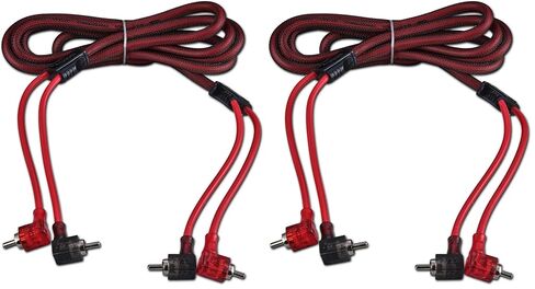 DS18 R6.L 100% Oxygen Free Copper OFC Ultra Flex 2-Channel RCA with 90 Degree Ends - Dual Twist Wire Noise Reducing Audio Cable for Amplifiers, Subwoofers, Speakers - 6 FT in Kuwait
