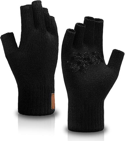 Fullsheild Merino Wool Fingerless Gloves Half Finger Anti-Slip Knit Gloves | Fingerless Gloves for Men Women Wool Open Finger Gloves Non-Slip Thermal Half Finger Gloves for Hunting Fishing Hiking in Kuwait