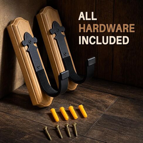 oaskys Rustic Pine Gun Rack for Wall, Vintage Iron Gun Hooks & Gun Wall Mount, Horizontal Rifle Rack & Shotgun Wall Mount, Heavy Duty Gun Display Rifle Holder for Man Cave, Hunting Lodge Decor in Saudi Arabia
