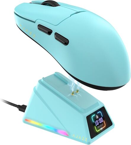 AJAZZ AJ159APEX 8Khz Wireless Gaming Mouse Ultralight 56g with Magnetic Screen Charging Dock 42000DPI PAW3950 Sensor Tri Mode BT/2.4Ghz/Type-c Wired Programmable for Esport FPS PC Mac Gamer(White) in Saudi Arabia