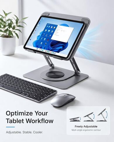 360° Rotating Laptop Cooling Pad with Detachable Magnetic Fan & 4 USB 3.0 Hub, Foldable Ergonomic Computer Riser, Compatible with MacBook Pro, Compatible with Dell, Fits 10-17" Laptops in Saudi Arabia