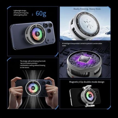 K3 AI Phone Cooler with Display, Magnetic Clip Semiconductor Cooling Fan in Kuwait