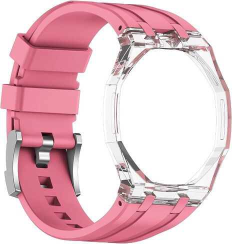 Straps & Silicone Watch Band Mod Kit with Crystal Clear PC Case Replacement Strap Compatible with AP Swatch Royal Pop Watch in Saudi Arabia