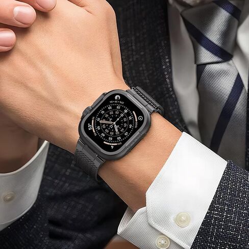 BXUXOHS Rugged Case & Woven Stars-Stripes Flag Nylon Strap for Apple Watch 10/11 Band 46mm in Saudi Arabia