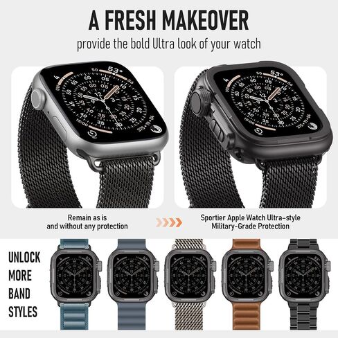 BXUXOHS Rugged Case & Woven Stars-Stripes Flag Nylon Strap for Apple Watch 10/11 Band 46mm in Saudi Arabia