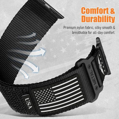 BXUXOHS Rugged Case & Woven Stars-Stripes Flag Nylon Strap for Apple Watch 10/11 Band 46mm in Saudi Arabia