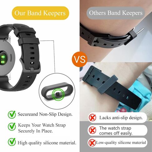 Watch Band Keeper Loops Compatible with Garmin, 20mm Silicone Strap Rings | for Garmin Vivoactive 3/5/6, Forerunner 45/55/245/645, Venu Sq/Sq2 Fenix 5S/6S Series keeper loops replace loose strap rings in Saudi Arabia